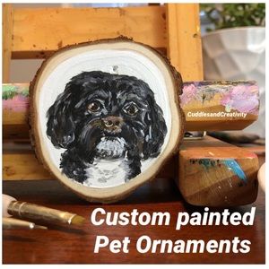 CUSTOM hand painted pet portrait ornament dog cat